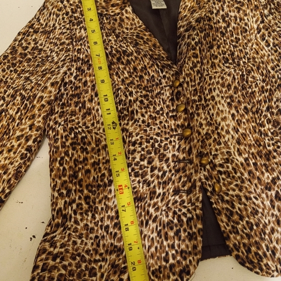 Jackie Jon NY Blazer Jacket Cheetah Cropped Size 8/36 - Picture 7 of 9